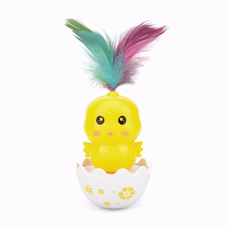 Cat Tumbler Swing Toys Interactive Feather Pet Bumbler Funny Toy Cat Rolling Teaser Balance Feather Wand Toys Rotating Ball
