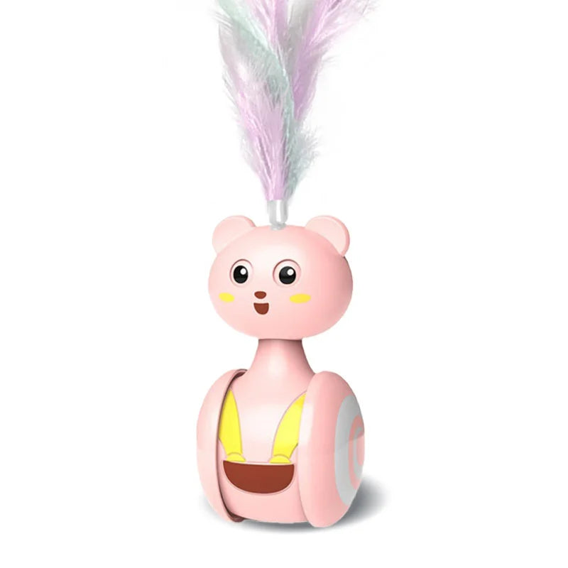 Cat Tumbler Swing Toys Interactive Feather Pet Bumbler Funny Toy Cat Rolling Teaser Balance Feather Wand Toys Rotating Ball