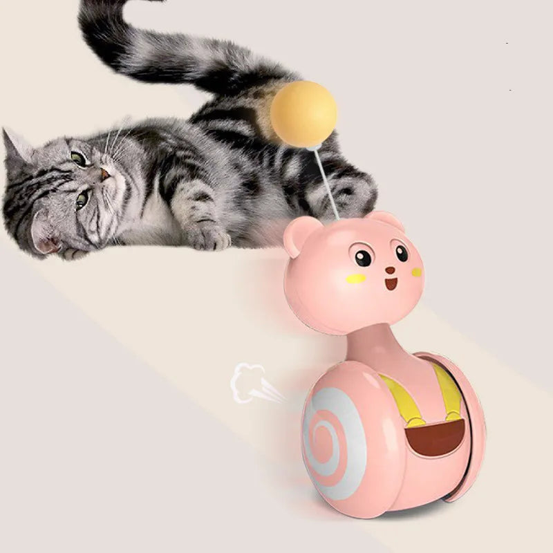 Cat Tumbler Swing Toys Interactive Feather Pet Bumbler Funny Toy Cat Rolling Teaser Balance Feather Wand Toys Rotating Ball